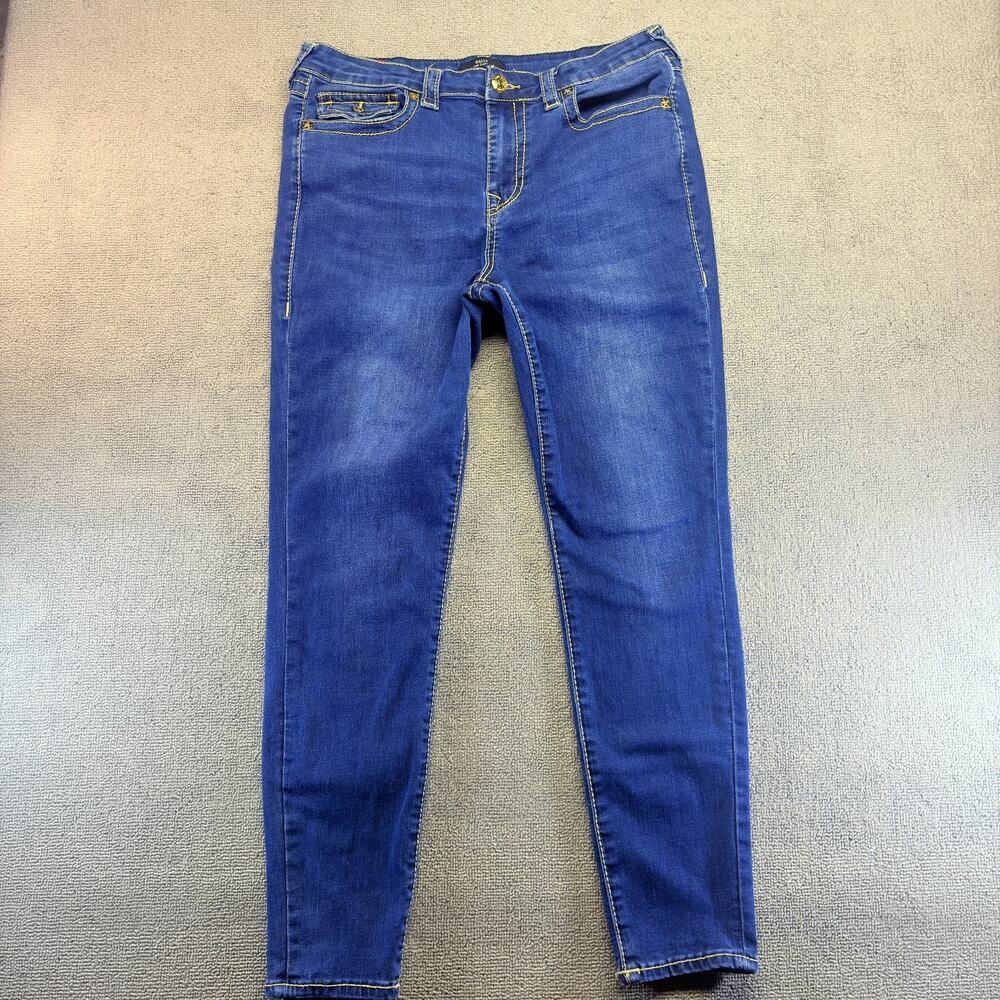 True Religion Women's Halle High Rise Super Skinny Jeans Size 31 Blue Denim